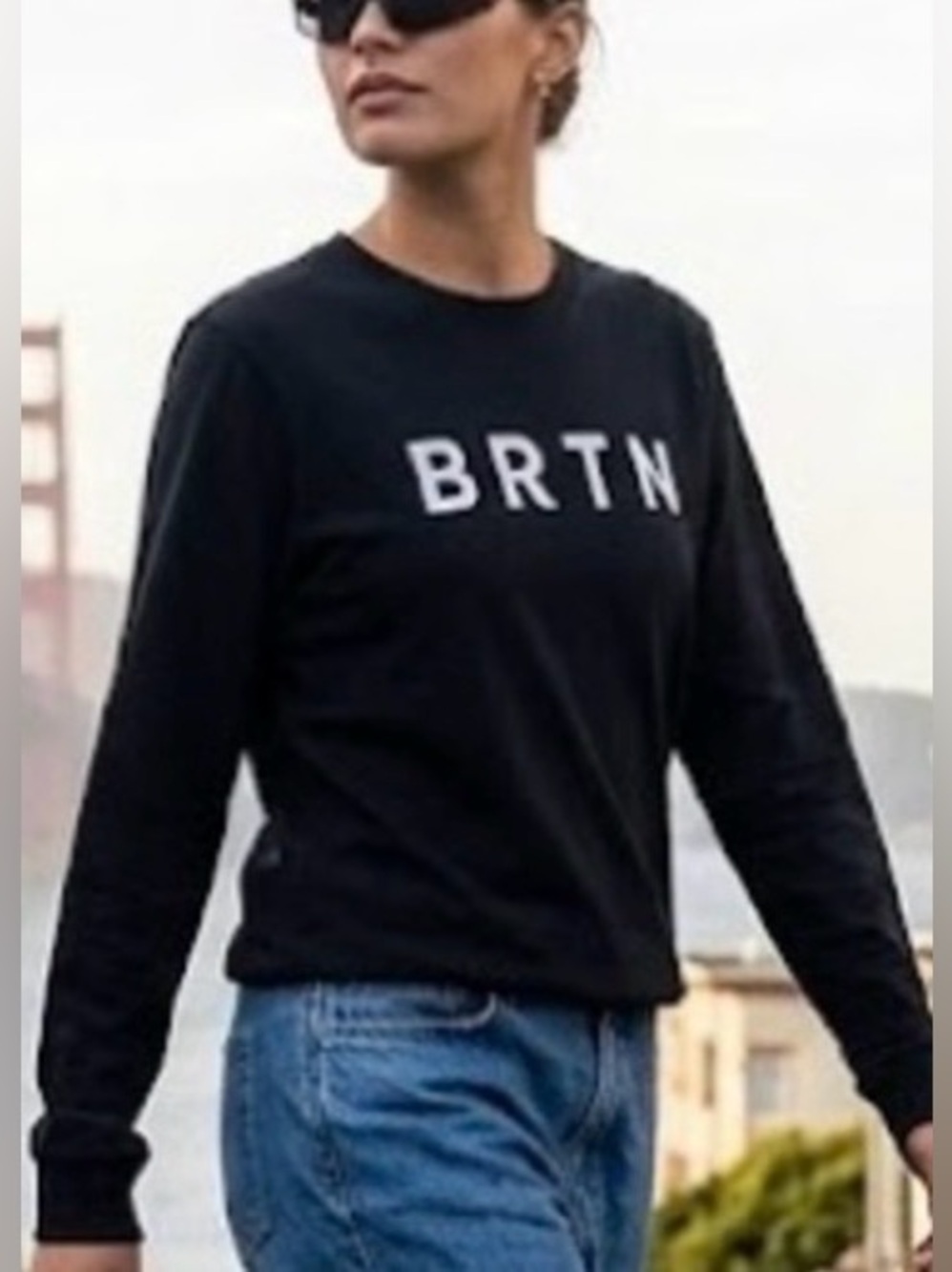 Black Long Sleeve Tee with Logo Sz L
